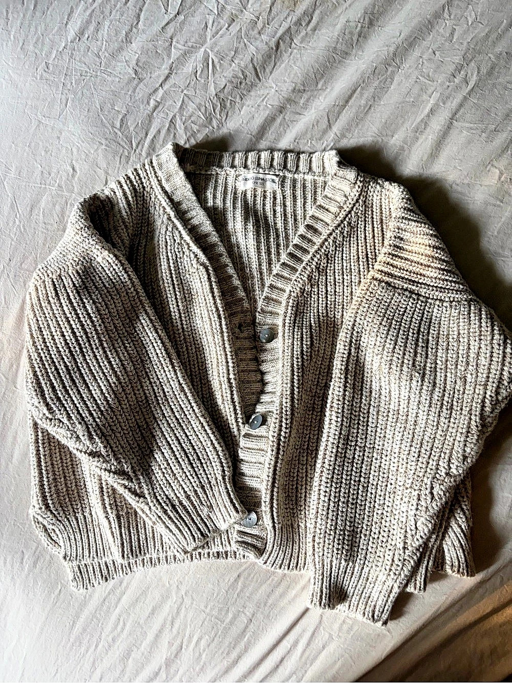 Indigoluna Helga Cardigan in Oat Ribbed Button-Front Cardigan in Beige